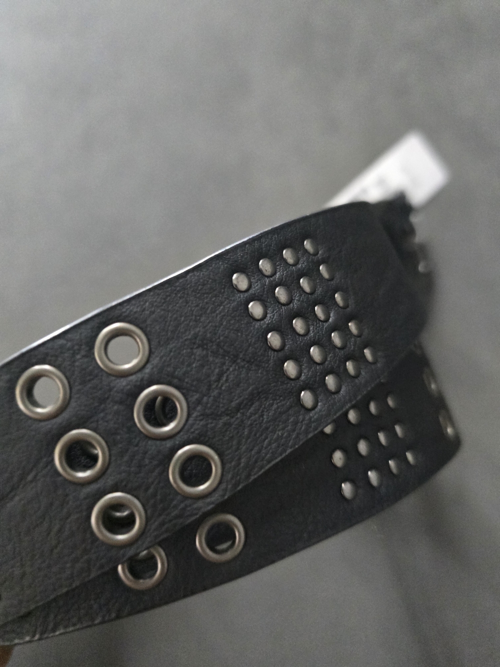 Addition Elle Black Skinny Leather Belt with Gold Buckle